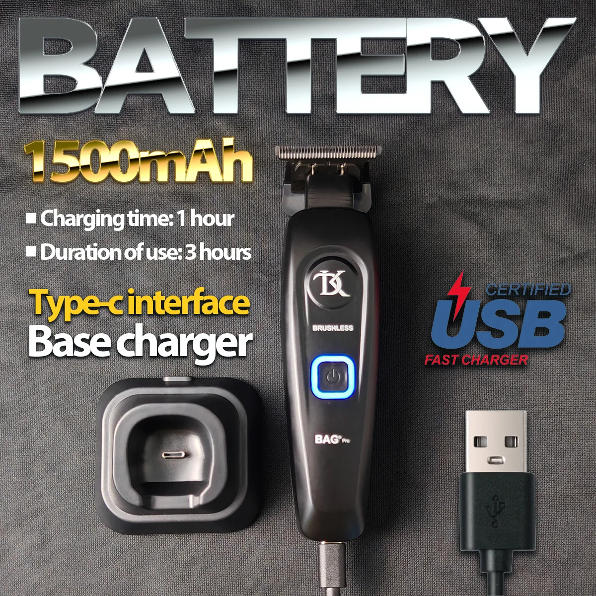 Professional Salon 7200RPM Cordless Hair Trimmer DKBAG 3 Color Optional Hair Clipper DK078 Brushless Motor Men's Barber Machine