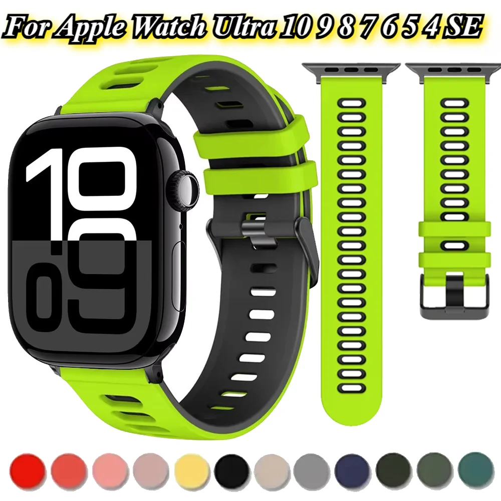 Weiches Silikonarmband für iWatch Ultra 2 49 mm Serie 10 46 mm 42 mm 9 8 7 45 mm 41 mm Armband für Apple Watch 6 5 4 SE 44 mm 40 mm Band