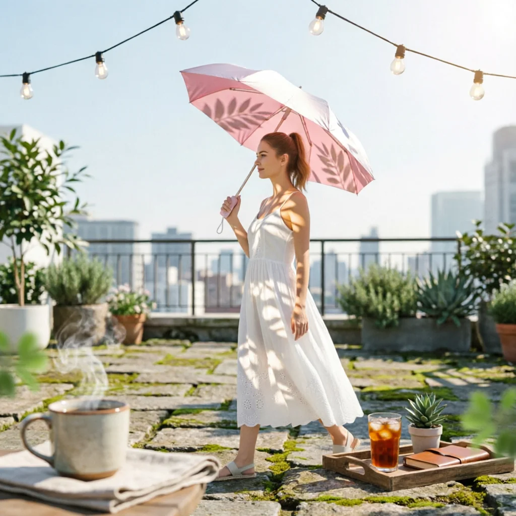 Sun Umbrella with Fan Two-in-oneUse Umbrella with Fan Foldable Sunshade Rechargeable Compact for Commuters, Travel