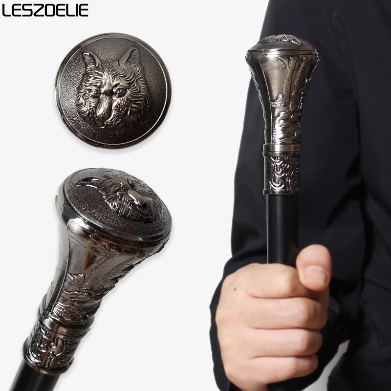 Wolf-Head Totem Men's Luxury Walking Stick Fashion Decorative Hand Cane Elegant Vintage Knob Stick for Women