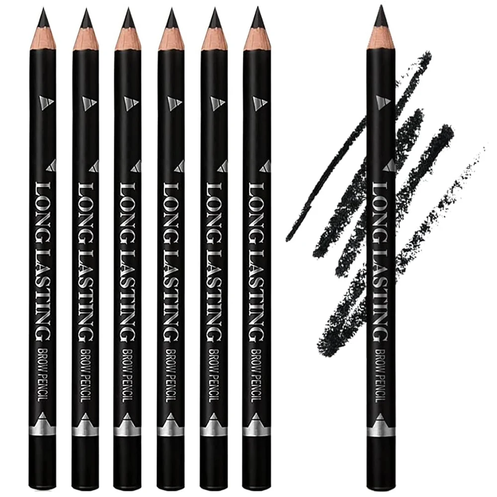 6pcs Eye Brow Pencil Easy Color Natural Black Brown Waterproof Professional Women Eye Makeup Pen Beauty Cosmetic Eyebrow Tools