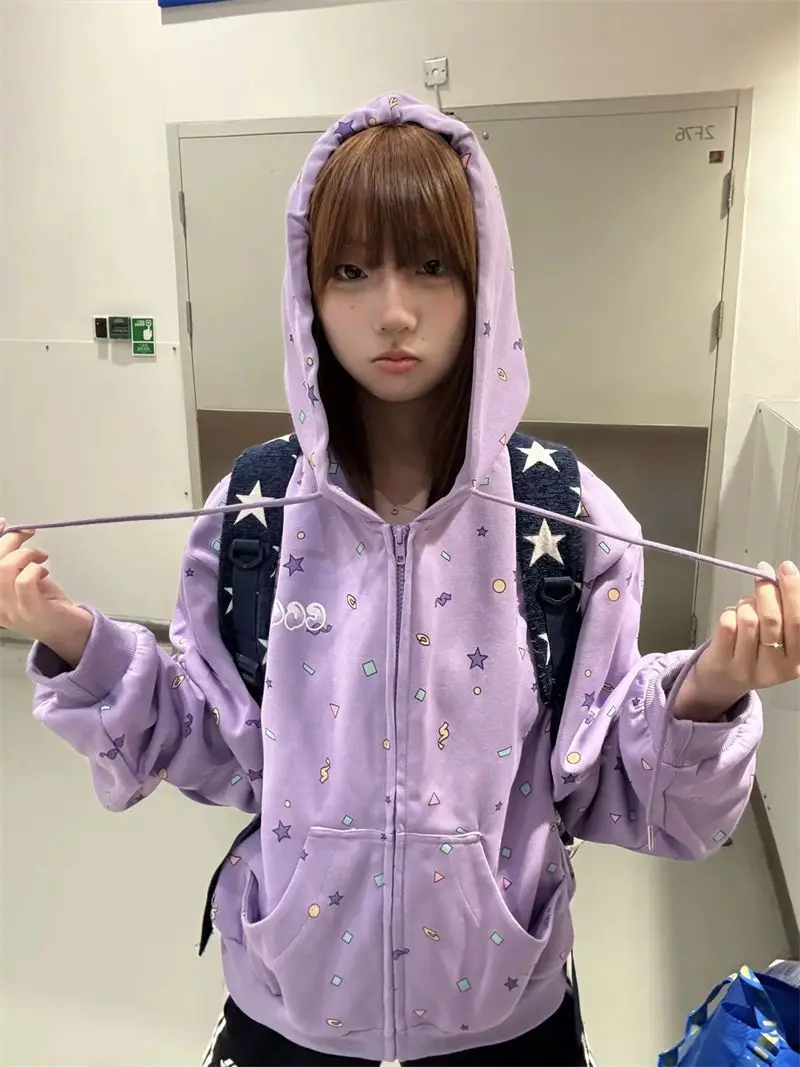 

Японская толстовка Onalippa с вышивкой в виде звезд, женская, весна-осень, новая, свободная, повседневная, универсальная, кардиган-пальто, топ