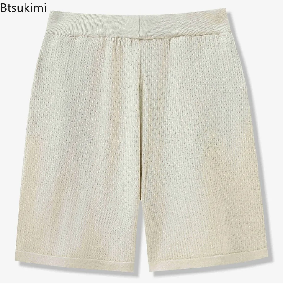 Fashion New Men's Summer Ice Silk Knitted 2-pieces Cuban Collar Short Sleeve Shirt and Shorts Male Beach Casual Vacation Outfits