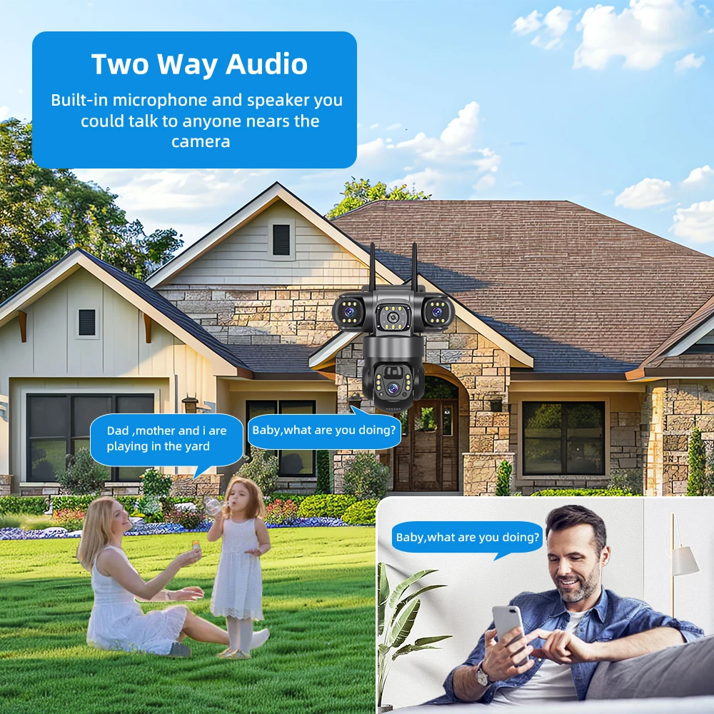 V380 Pro 15MP 6K 10X Zoom Tripla Obiettivo 4G Solare Esterno Tre Schermi PIR Motion Detection Telecamera CCTV di Sicurezza