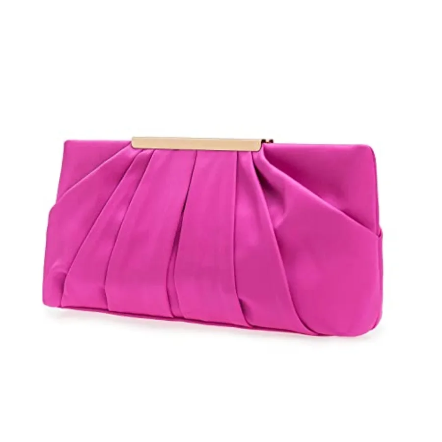 Clutch Evening Bag Elegant Pleated Satin Formal Handbag Simple Classy Purse for Women