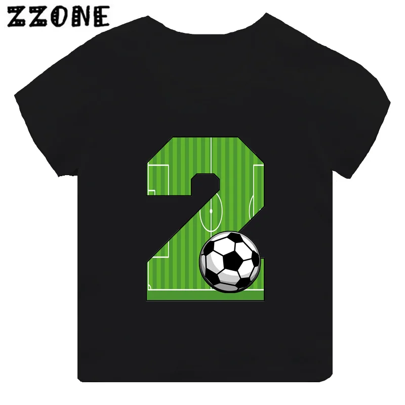 Football Number Bow Print Funny Boys Clothes 1 2 3 4 5 6 7 8 9 Years Birthday Soccer Cartoon Kids T shirt Baby Girls T-Shirts