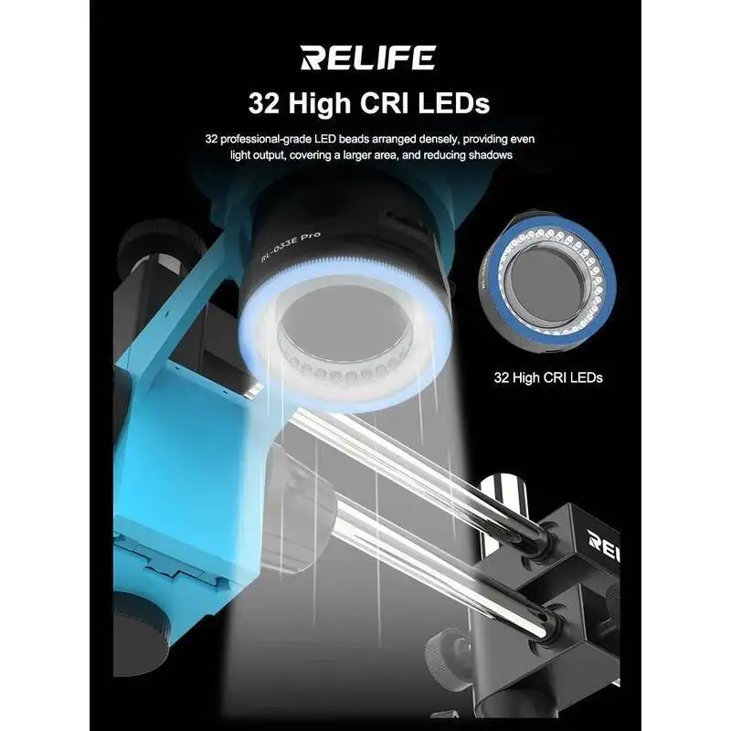 

RELIFE RL-033E Pro Adjustable Microscope Lamp 32 LED Beads With 0-100% Dimming Used For Precision Mobile Phone Maintenance Tools