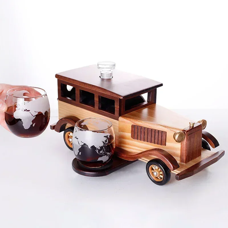 Decanter per liquori vecchio stile da 1000 ml con 2 bicchieri da whisky