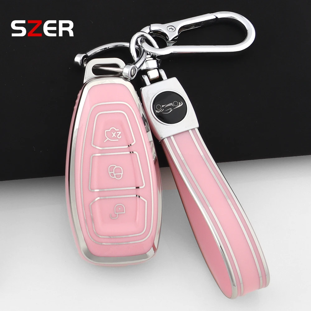 Rosa TPU Auto Smart Key Case Tasche Shell für Ford Fiesta Focus 3 4 Mondeo Ecosport Kuga Focus ST Protector Fob Schlüsselanhänger Zubehör