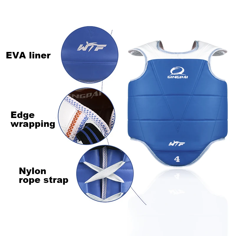 Traditional Taekwondo chest guard kids men women student red blue Karate Taekwondo protectors WTF approved chest supporters TKD image 6