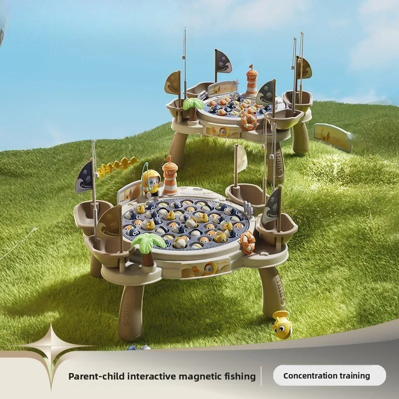 

Kids Magnetic Fishing Play for Children Electric Fishing Toy Have Music Spinning Game Fish Rod Education