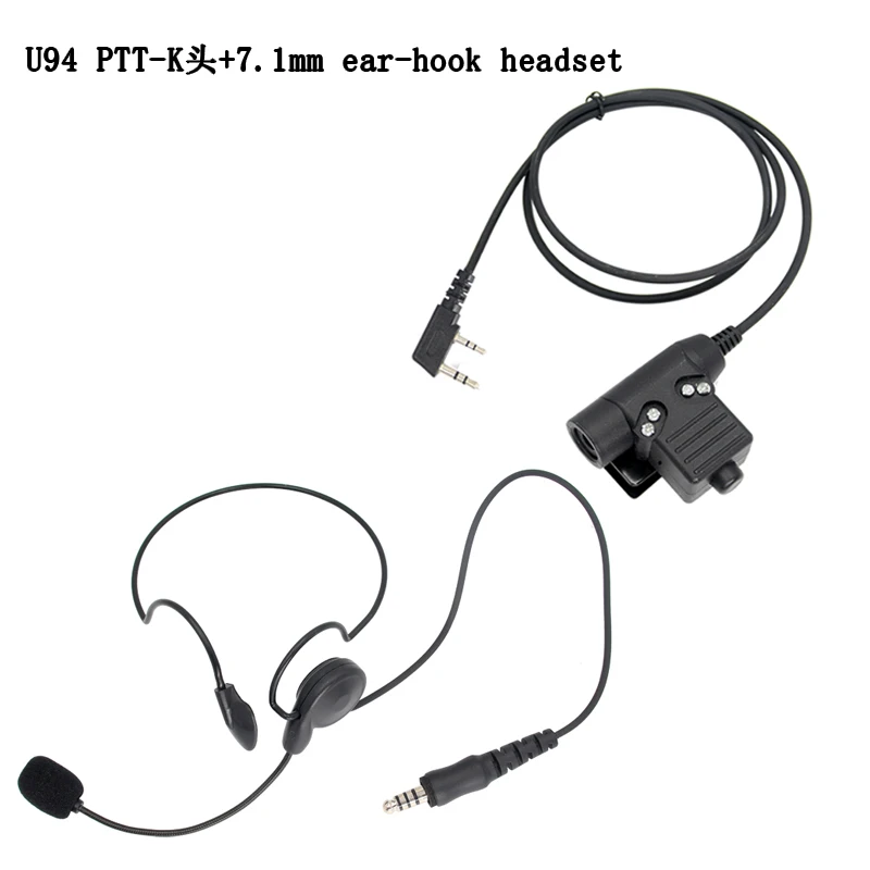 Tactische Radio Headset Auricular Eenzijdige Hoofdtelefoon Microfoon met U94 PTT Voor Kenwood Baofeng UV-5R UV-82 Walkie Talkie