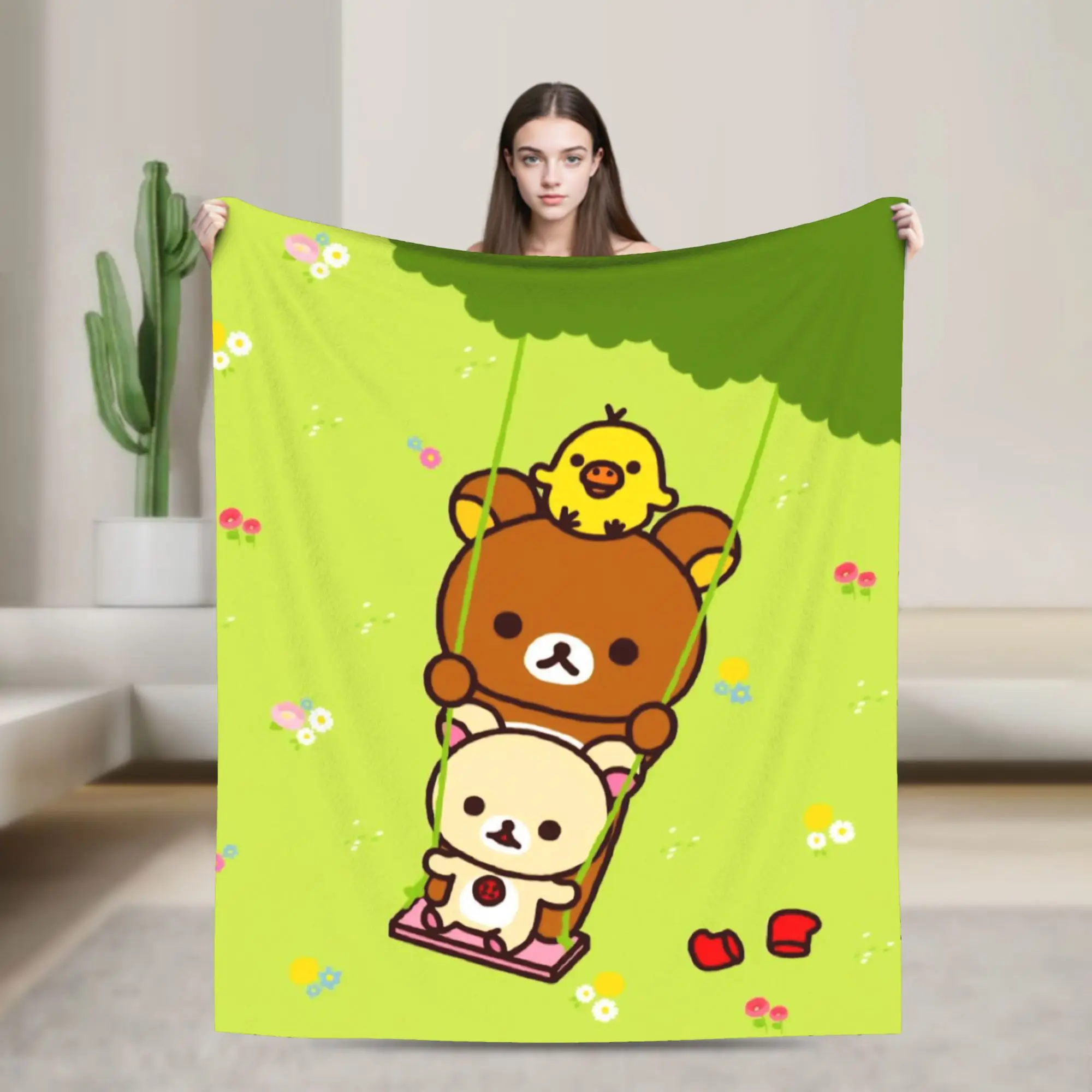 R-Rilakkumas Cartoo Printed Blanket For Men Women Ultra Soft  Throw Blankets for Sofa 50x60 Inches Multiple Sizes