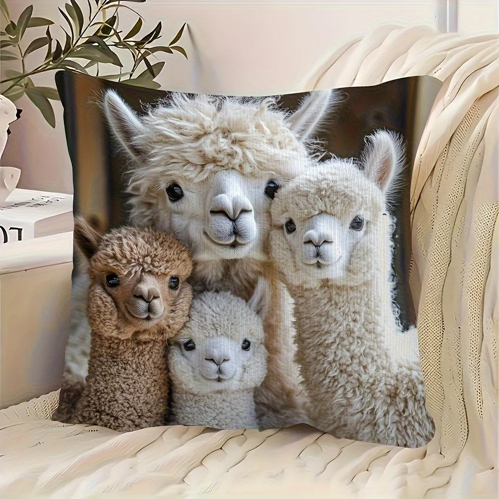 Double-Sided Alpaca Plush Pillowcase - 14x14/16x16/18x20 Bohemian Machine Washable Sofa Bed Decor