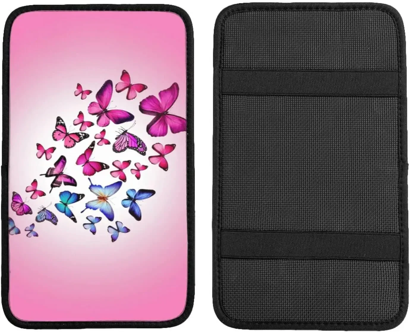 Auto Center Console Pad Many Pink Butterflies Print, Universal Fit Soft Comfort Car Armrest Cover, Fit for Most Sedans, SUV, Tru