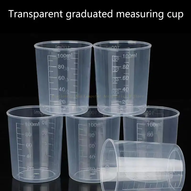 Portable 100ml Clear Measuring Cups for Mixing Paint Pigments Epoxy Resins 10pc