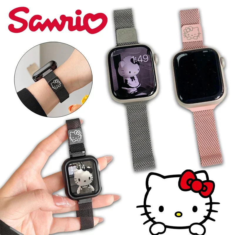 Sanrio Hello Kitty Metals Strap for Apple Watch Band 38/40/41/42/44/45/49mm IWatch Apple Watch 8 7 6 5 SE Anime Luxury Bracelet