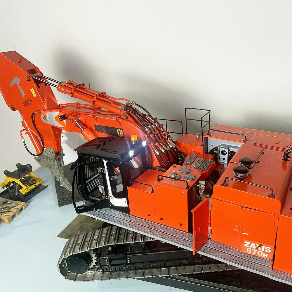 1/14 870H Rock Arm Hydraulic Excavator Model Heavy Duty Remote Control Engineering Machinery Model with Light Toys