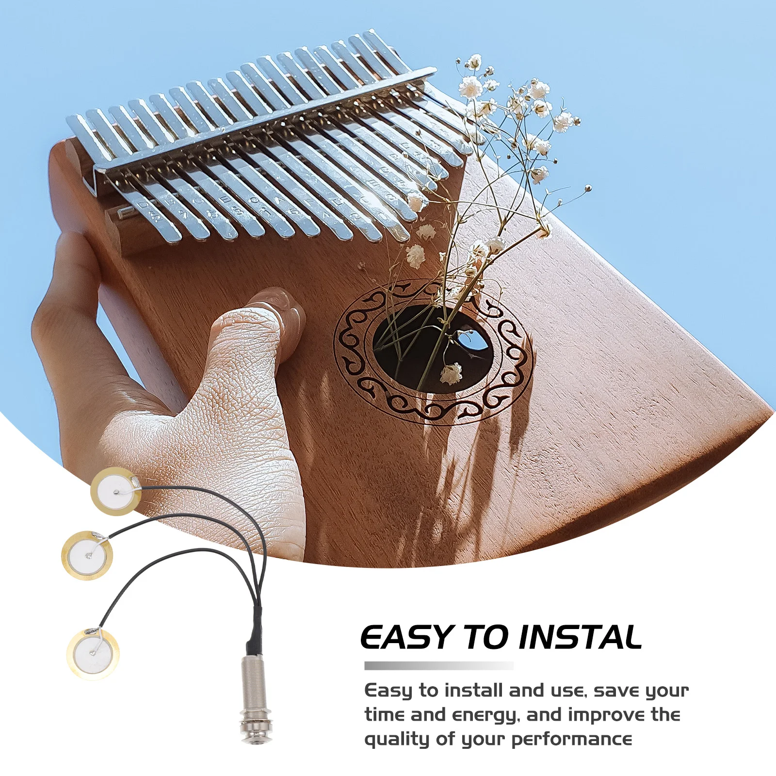 

Thumb Piano Pickup Kalimba Tail Nail Patch Silver Durable Exquisite Craftsmanship Easy to Install Time Saving Accessory