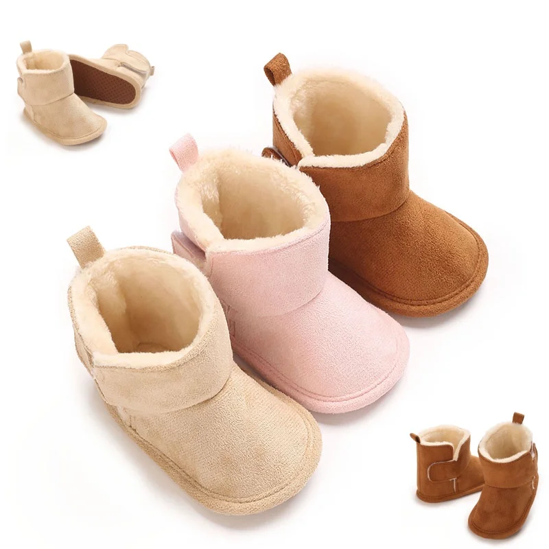 

New Baby Boots For Winter Warmth 0-18M Newborn Baby Velcro Soft Sole Anti Slip Front Shoes Baby Shoes Warm Snow Boots