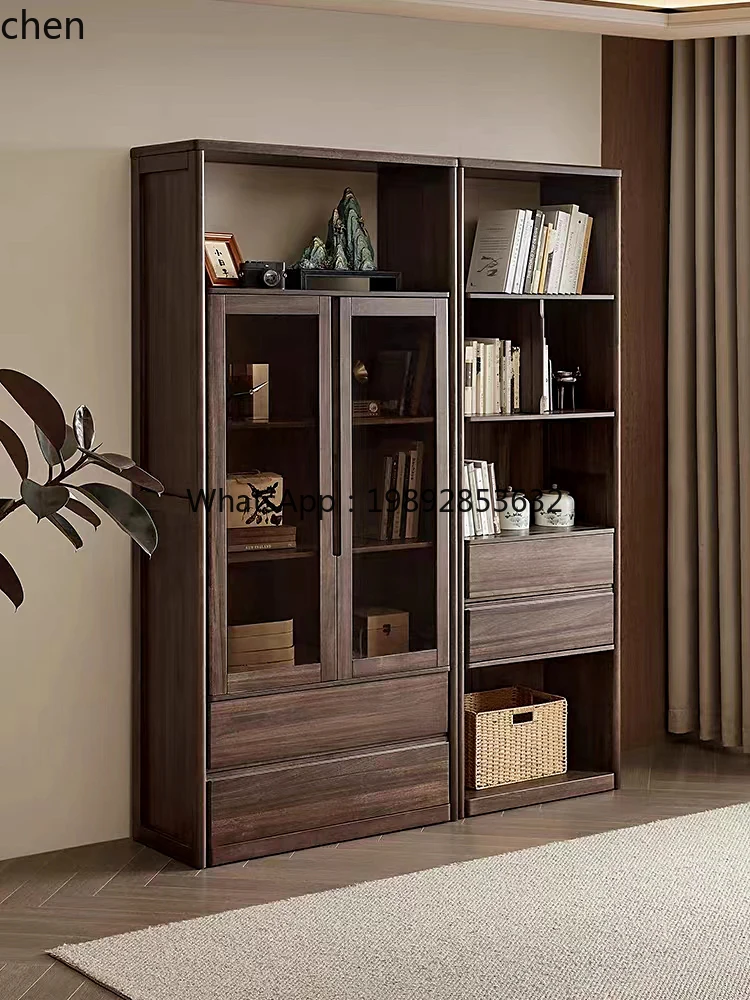 

solid wood bookcase combination cabinet living room home floor storage display cabinet