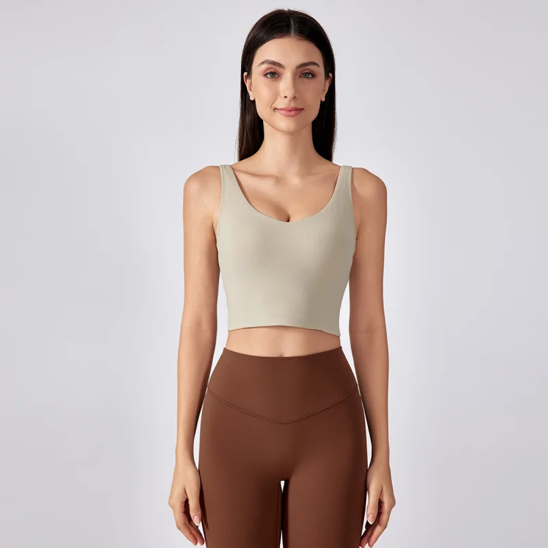 V Neck Built-in Bra Sports Yoga Top Slim-fit Vest with Quick Dry Casual Fitness Workout for Women Tank Top Wear