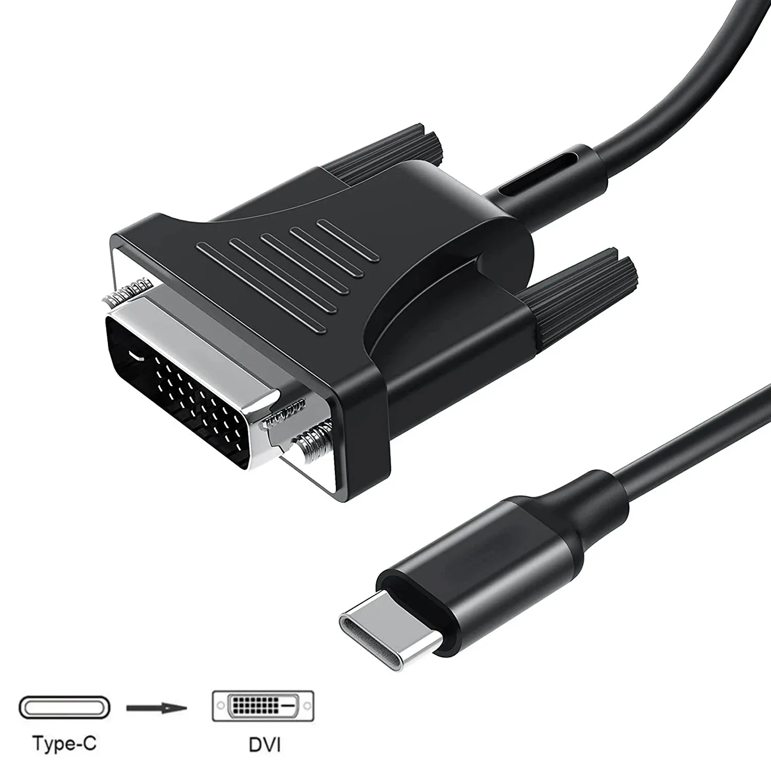 USB C Thunderbolt3 para 1080P Cabo DVI, Tipo-C Macho para DVI 24 + 1, Cabo Conversor para Macbook Pro, XPS, Laptop, Monitor, Projetor