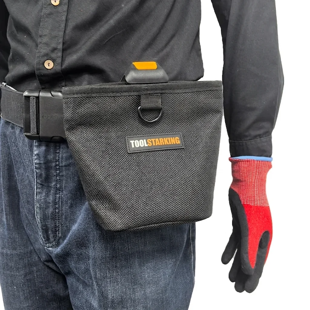 TOOLSTARKING Nails Pouch Waterproof Hardware Waist Bag Large Capacity Nails Screws Storage Durable Multifunctional Working