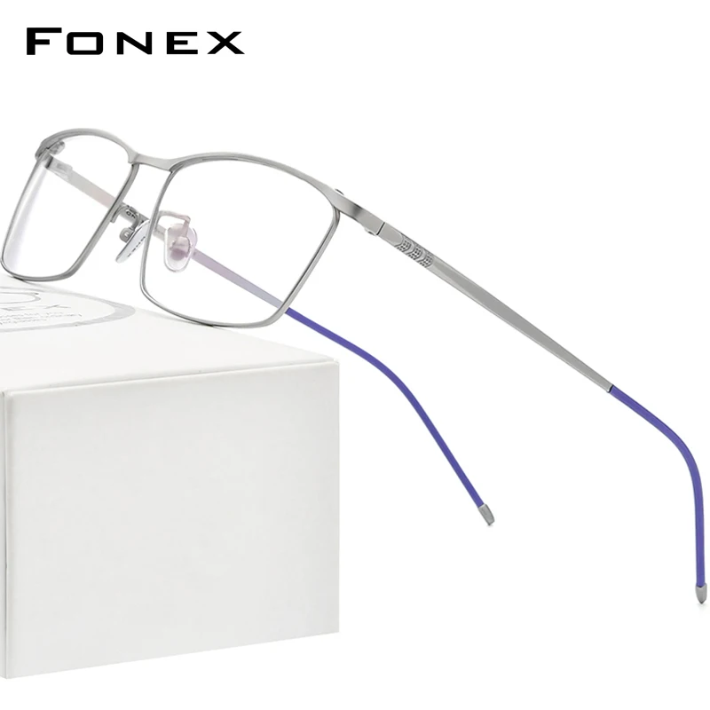 FONEX Pure Titanium Glasses Frame Men 2022 New Retro Vintage Square Eyeglasses Eyewear F85726