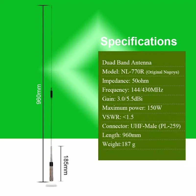 Nagoya NL-770R Dual Band 144/430Mhz Antenna PL-259 Car Mobile Two Way Radio Antenna for Kenwood ICOM BaoFeng YAESU TYT Vertex