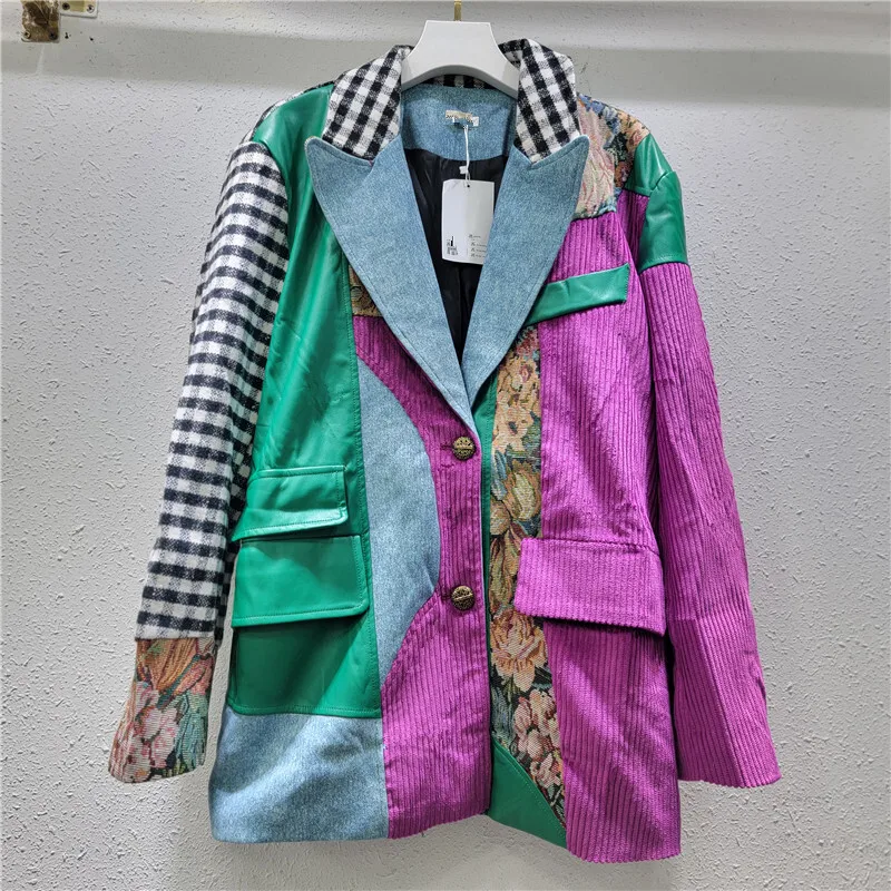 [ZOCI] suit 2024 Autumn new splicing heavy industry versatile short jacket trend