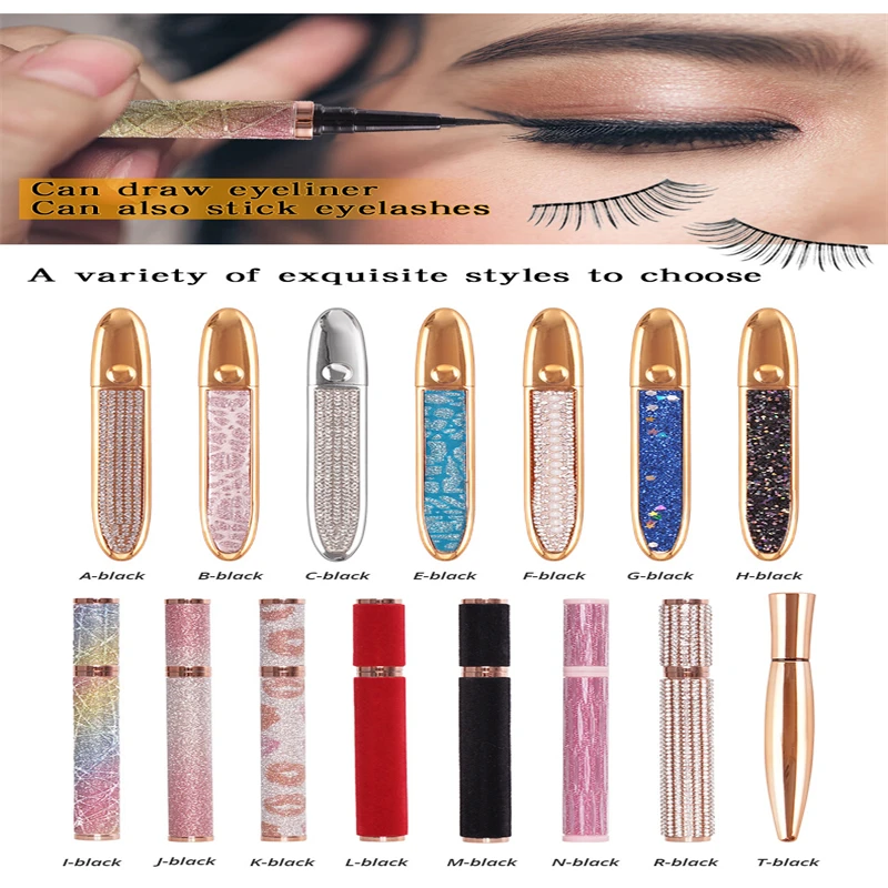 2-in-1 Adustable fine pen tip eyeliner thinkness quick-drying and non-sticky makeup sticky eyeliner lash glue