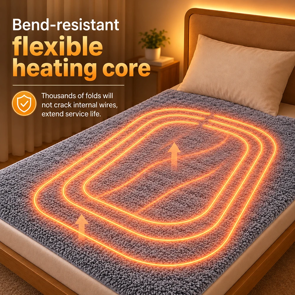 220V EU Plush Electric Blanket Thicker Heaters Home Bed Sheet Thermal Mat Heating Blanket Mattress Winter Thermostat Warmer Pads