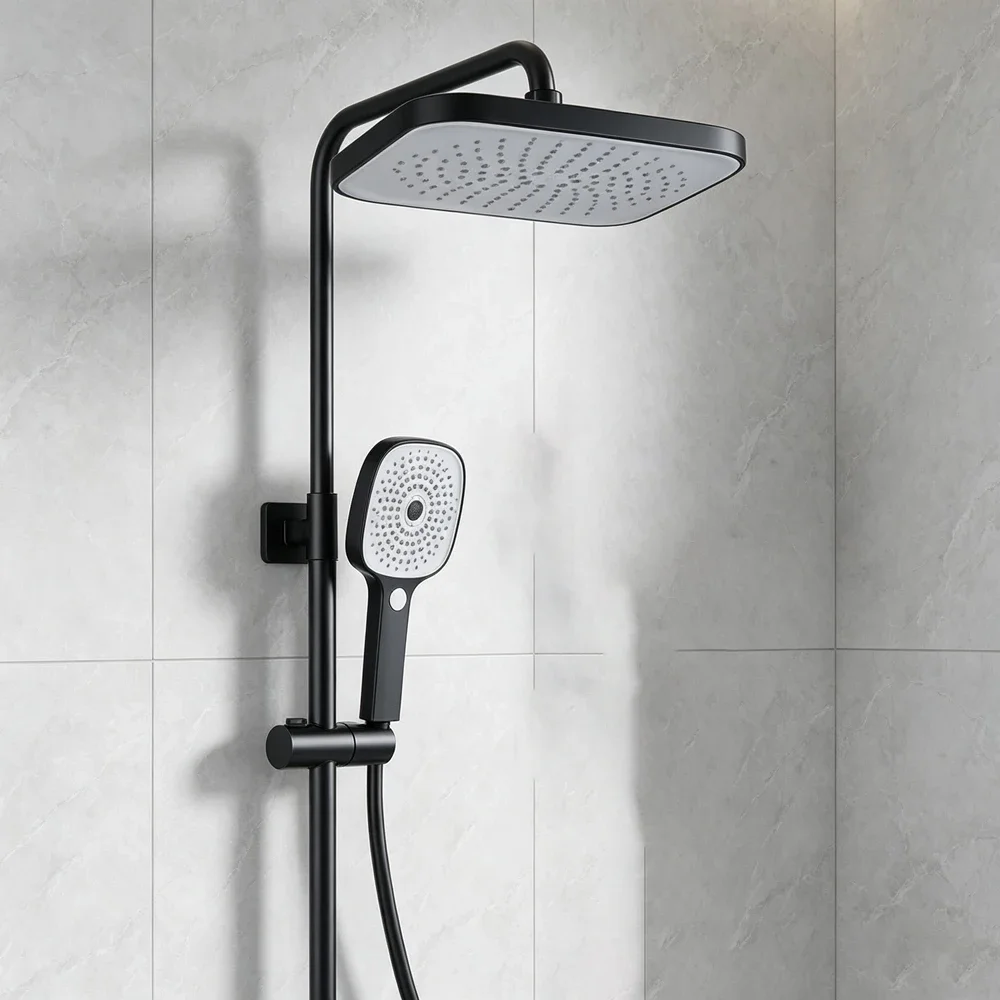 Rainfall Shower Head Bathroom 360°Adjustable Angle Rainfall Shower Head Square Top Spray Overhead  HandheldShower Head