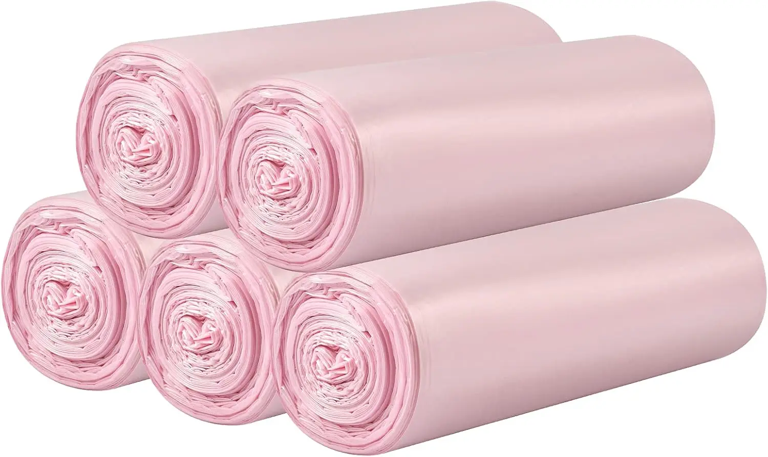 

5 Rolls Small Pink Trash Bags, 100 Counts Durable 4 Gallon for Home Office Kitchen Bathroom