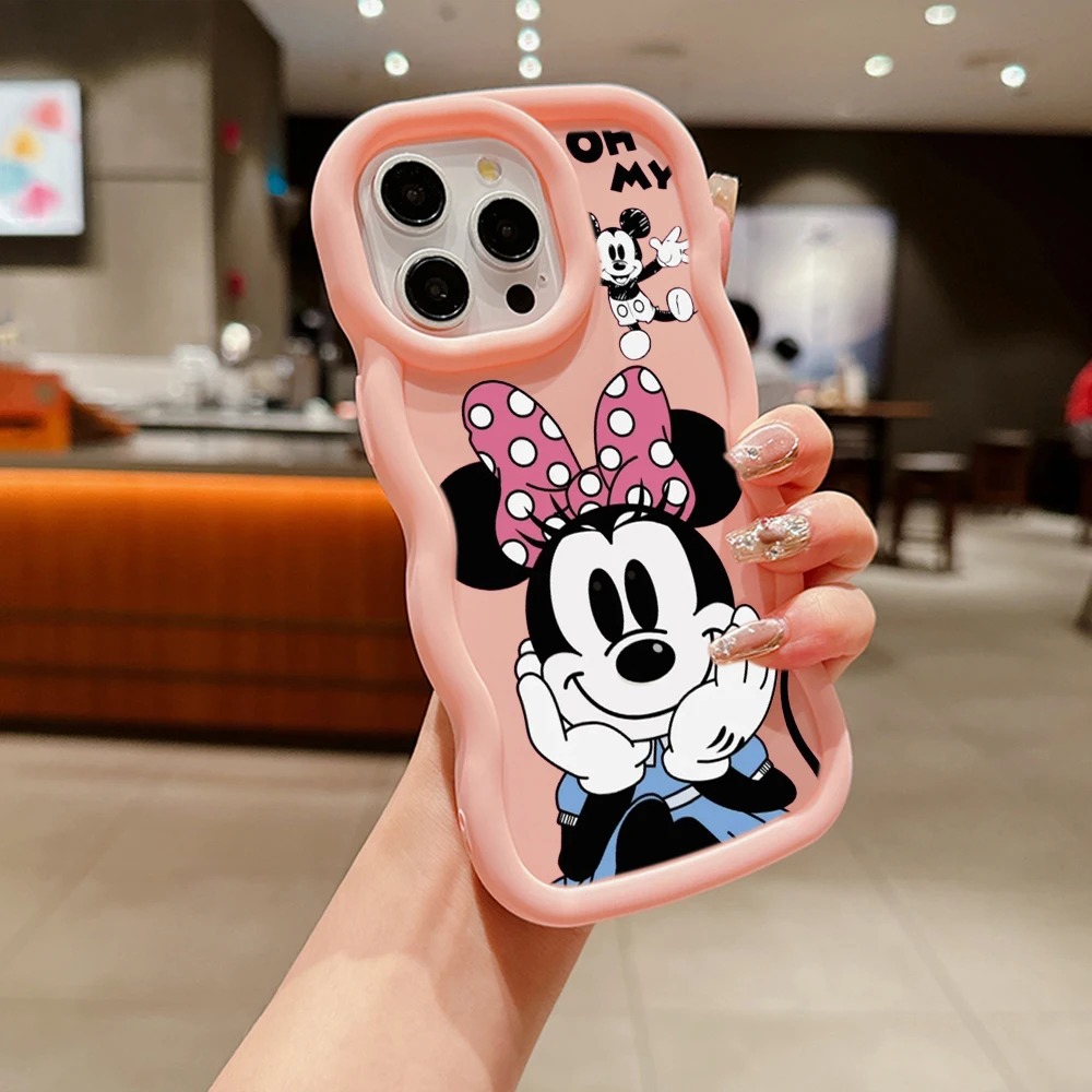 Macaron Big wave Soft Phone Case for Tecno Camon 18 19 20 Spark 9 10C 20C GO POP 7 itel P55 A70 SS59 Mickey Mouse Minnie Disney