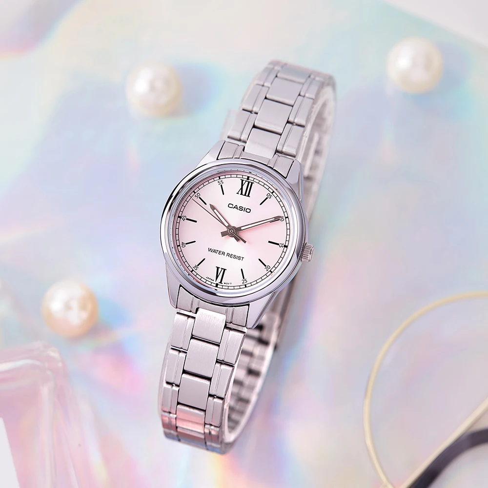 ساعة كاسيو كوارتز نسائية مع شريط فولاذي ساعة عصرية للدقة الأنيقة LTP-V005D-4B2/7B2