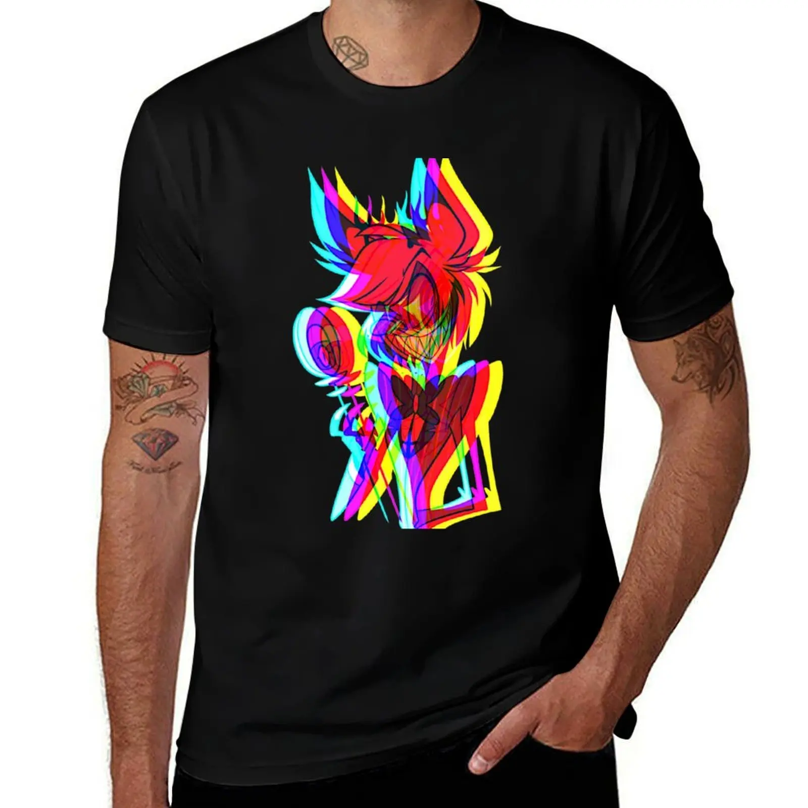 Glitched Alastor T-Shirt Large Size Casual Tee Shirt