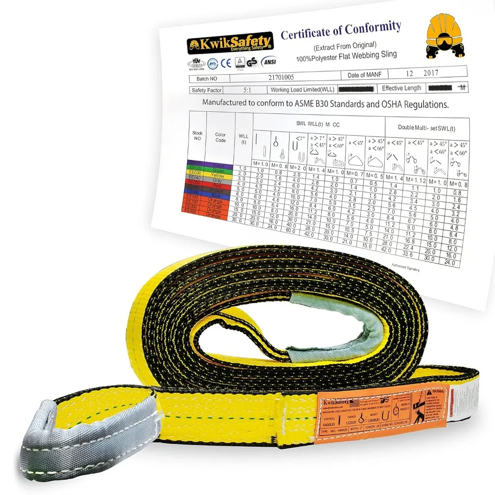 Poly Web Sling, Lifting Strap Construção, Charlotte, NC, Poderoso Sumo, ASME, OYA, 6400lbs, 5100lbs, 2 "x 20'