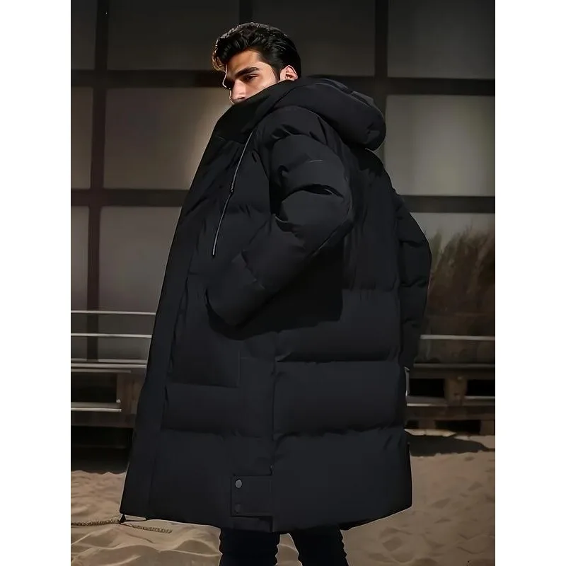 

Men's Hooded Cotton Jacket Wear Resistant Waist Shaping Outdoor Long Style Couple's Fashion Spring Season Lightweight