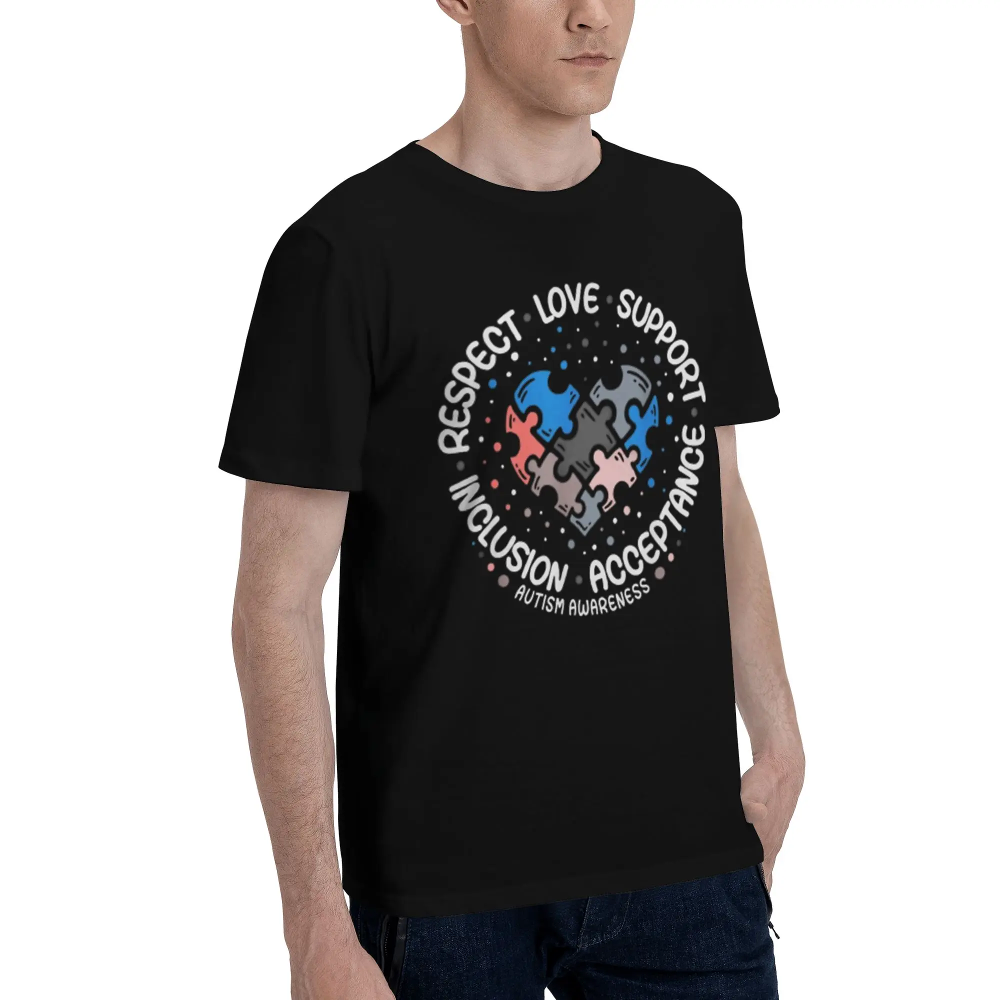 Mens Womens Autism Awareness Respect Love Support  T Shirt 100% Cotton Graphic Printing Tee Shirts  Top Clothing
