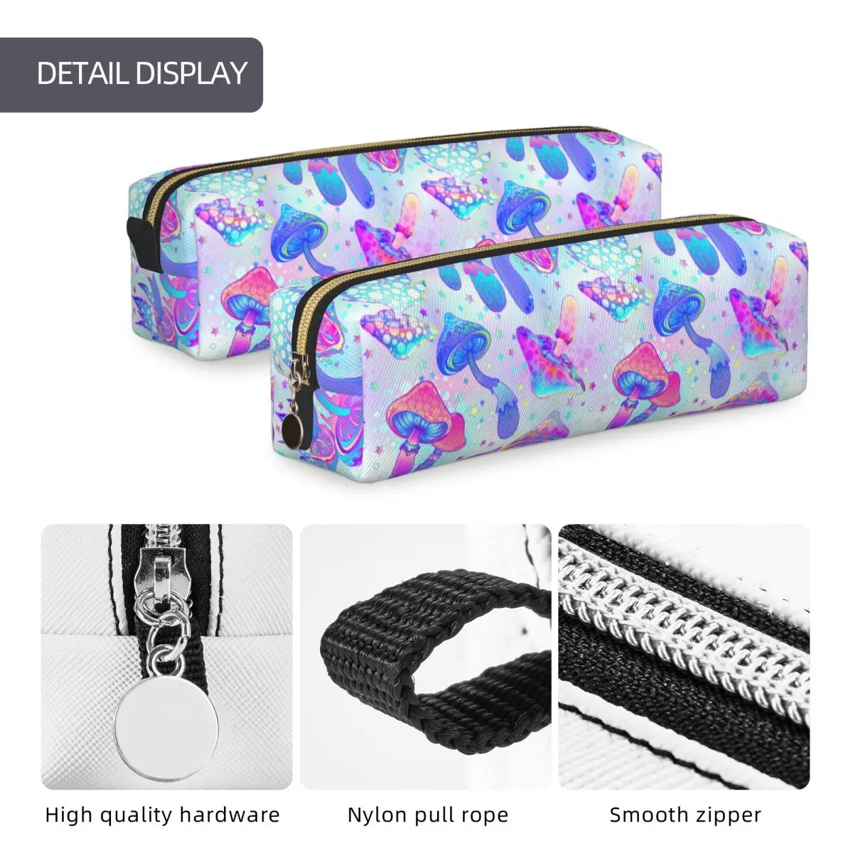 Psychedelic Mushrooms Pencil Case Magic Hippie Pencil Pouch Pen Box for Student Big Capacity Bag Students School Gift Stationery