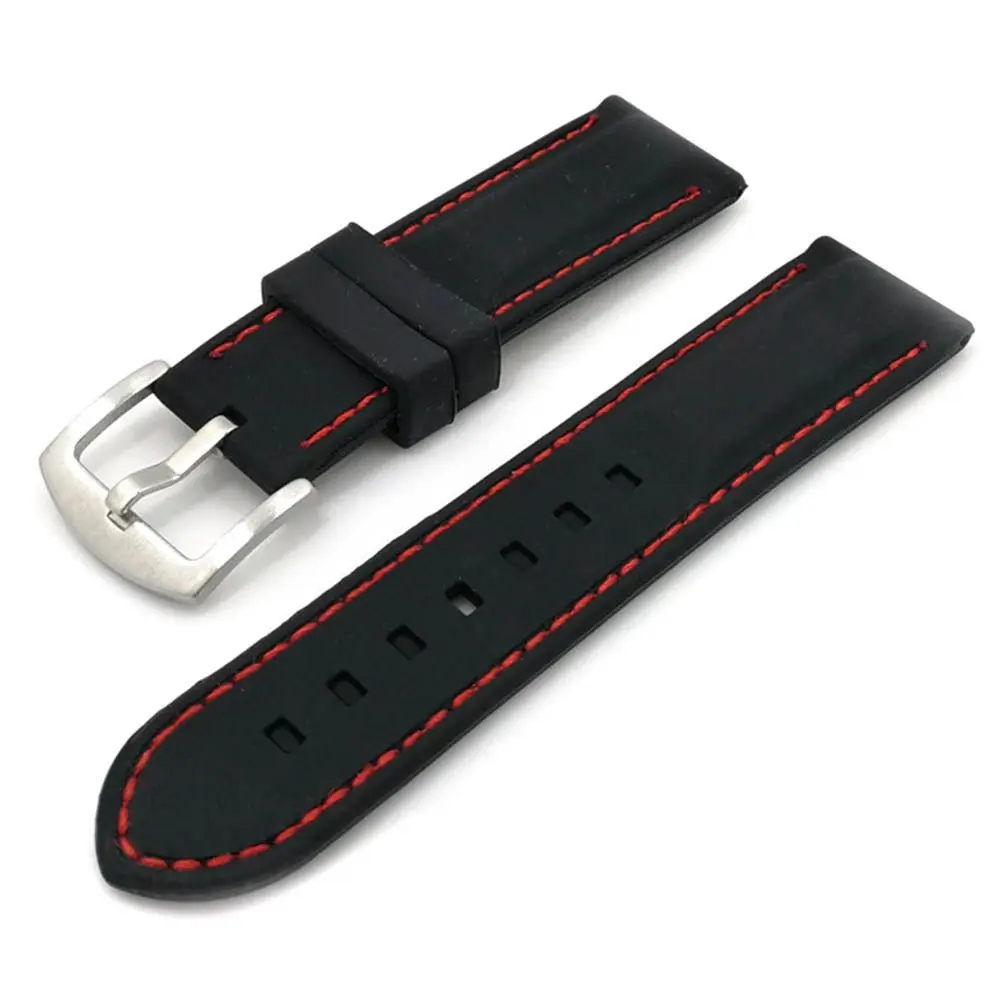 

Women Blcak Silicone Rubber 20mm 22mm 24mm Waterproof Watch Band Strap Watchbands Watch Accs
