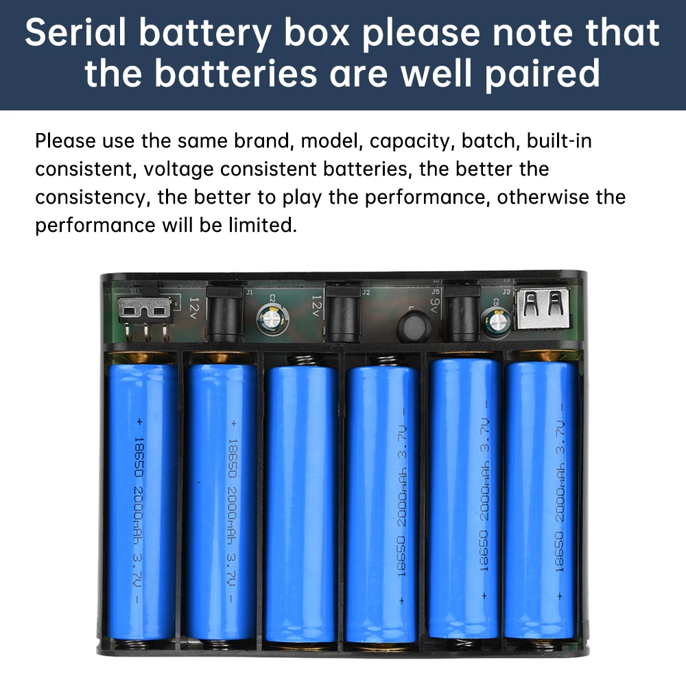 6x18650 DC Unterbrechungsfreie Stromversorgungsbox, DIY Tragbares Powerbank-Kit für Optische Modems und Router, 5V, 9V, 12V, Spitzenleistung 60W – Detail 10