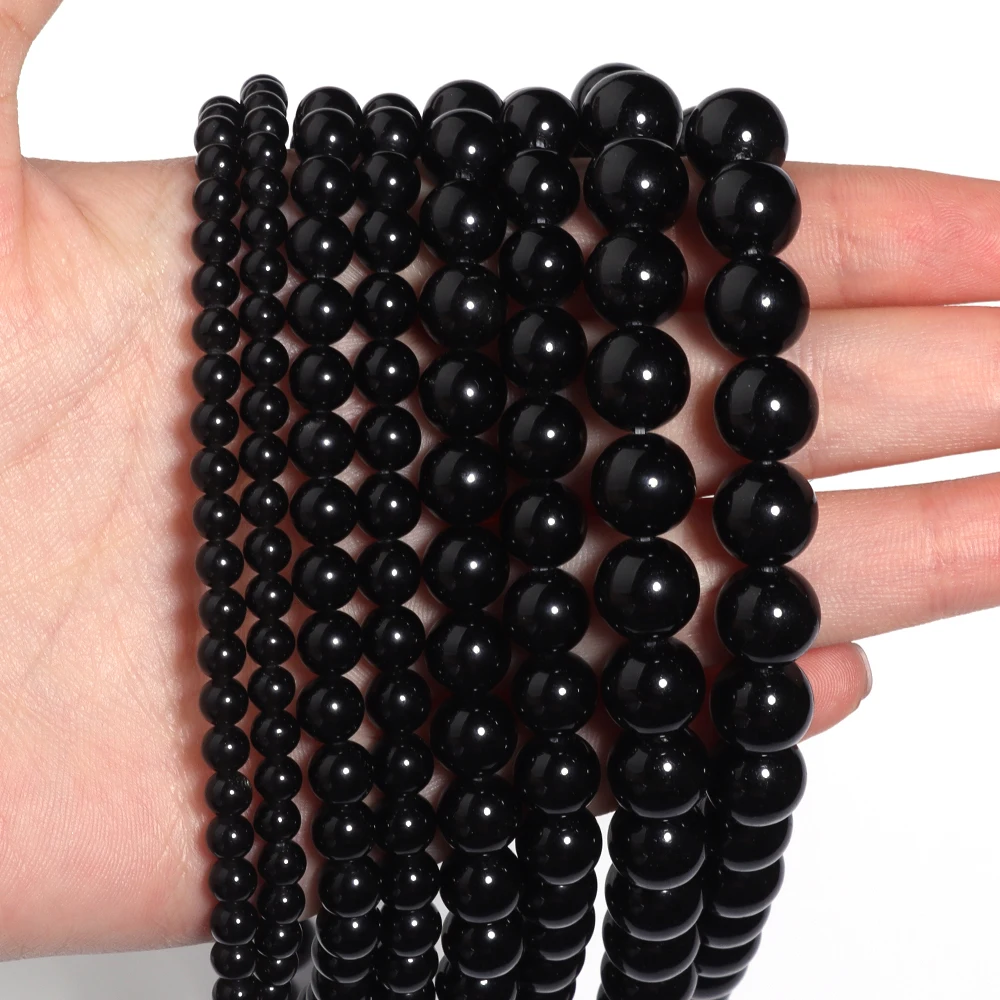 1 Strand 4-12mm Black Obsidian Bead Natural Stone Round Loose Spacer Beads For Jewelry Making DIY Necklace Bracelet Accessories