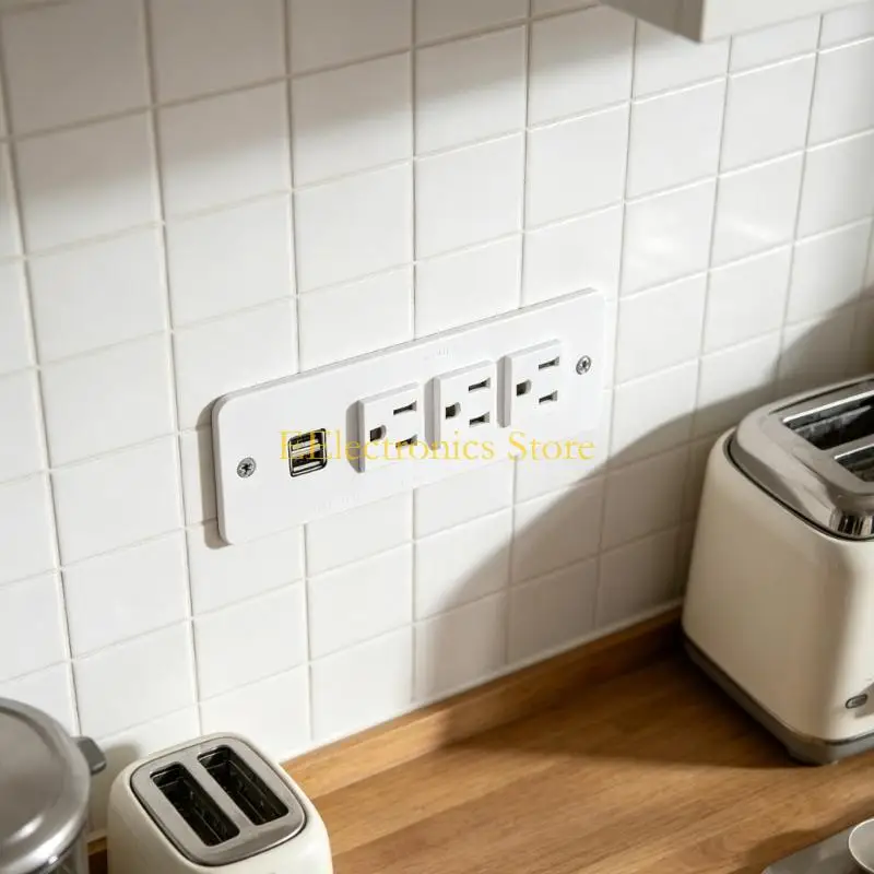 B03C Office Desk Power Outlet 3 AC125V Socket 2 USB Port UL Listed Embedded Design With Retardant ABS Housing For Safety