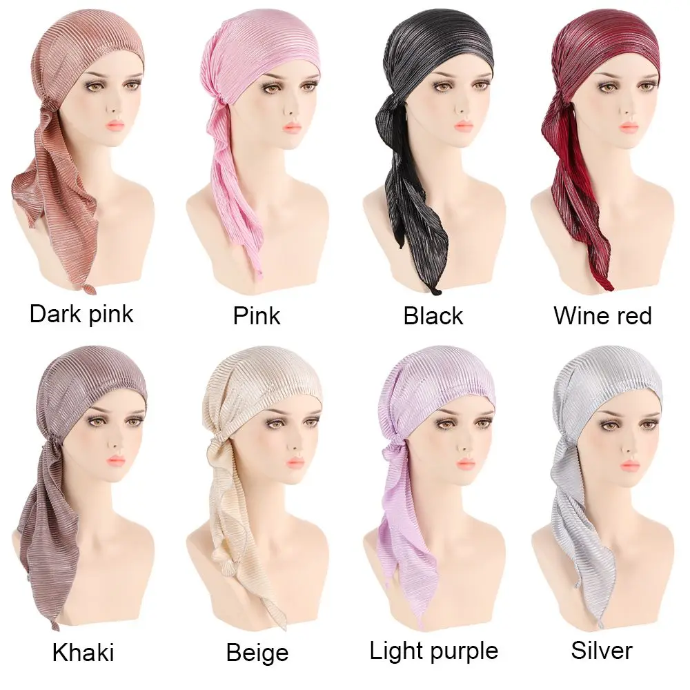 Hair Loss Women Headwrap Headwear Headscarf Beanie Cap Muslim Hijab Pre-Tied Bonnet Cancer Chemo Cap