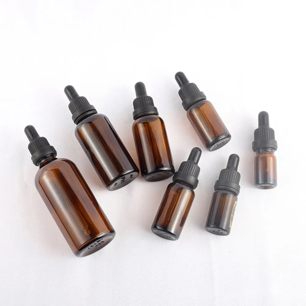8Pcs Essential Oil Bottle Glass Small Perfume Dropper Container Travel Kit Women Portable Liquid Storage Bottles Brown view 4