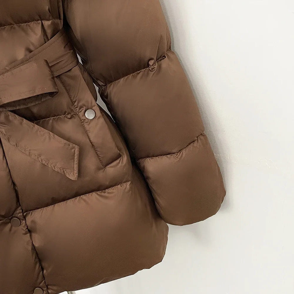 OFTBUY Gilet mit flauschigem Echtpelz, Daunenmantel, neue warme Winterkleidung für Damen, Kapuzenjacke mit echtem Waschbärpelzbesatz, Damenjacke – Detail 5