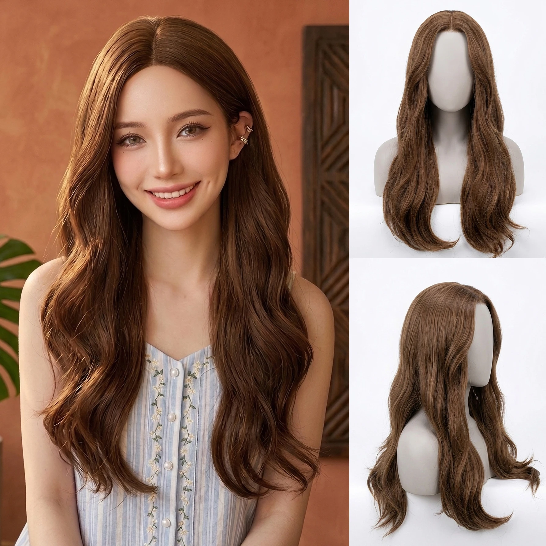 

JOVIA Brown synthetic wigs Long wavy hair For Women cosplay Costume Chocolate hair extensions on clearance sale Go Glueless Wig